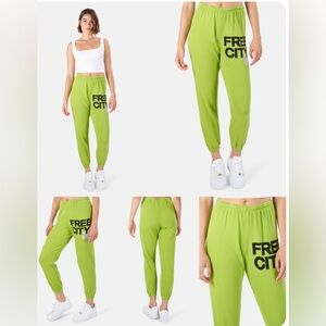 FREECITY | Women’s Sweatpants Bright Green‎ Yellow Sz S